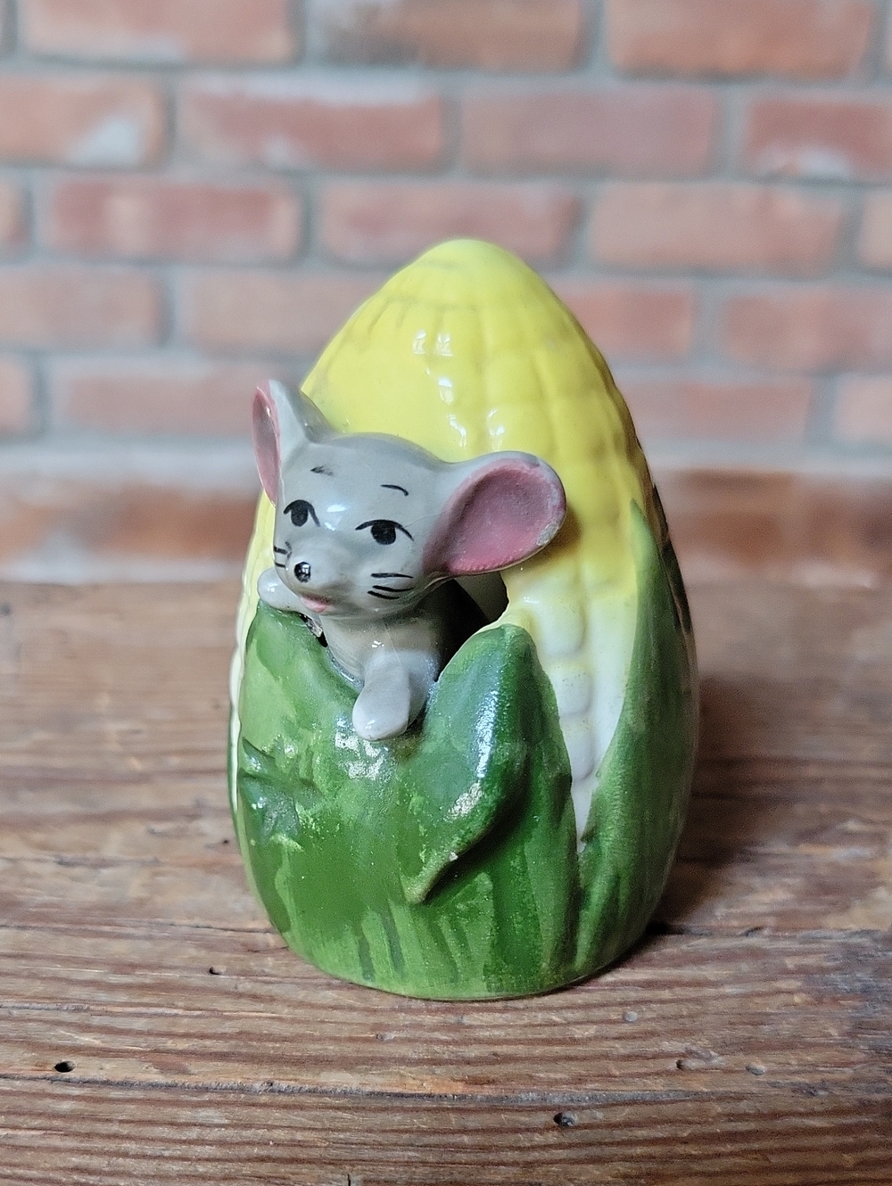 1950's Ceramic Mouse in Corn Cob Hideout Toothpick Holder